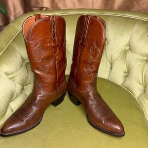 Vtg Smooth Ostrich Lucchese Two Toned Brown Boots Mens Size 8.5 D